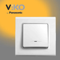 Выключатель одноклавишный с подсветкой белый VIKO LINNERA 